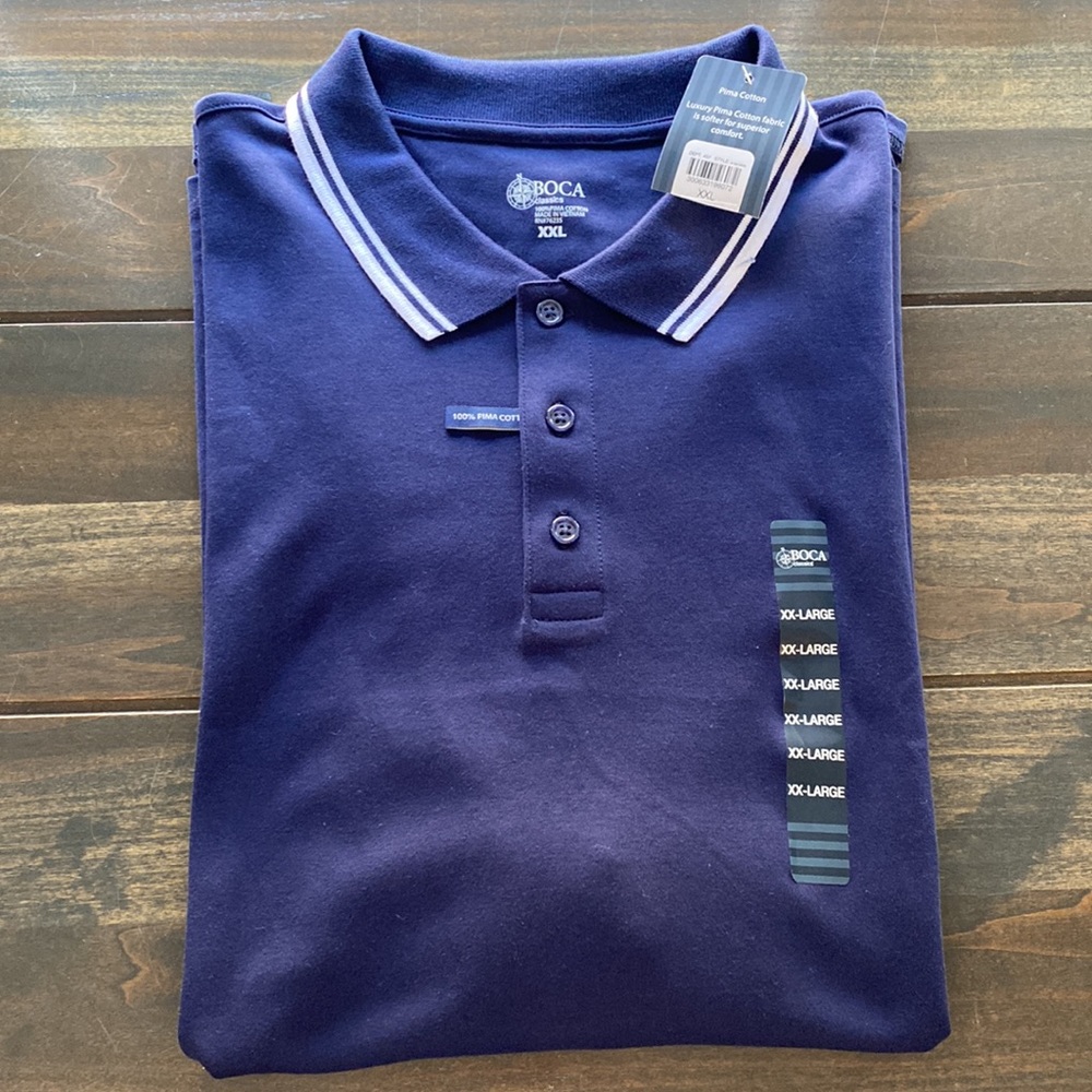 NWT Mens Navy Blue/White Polo